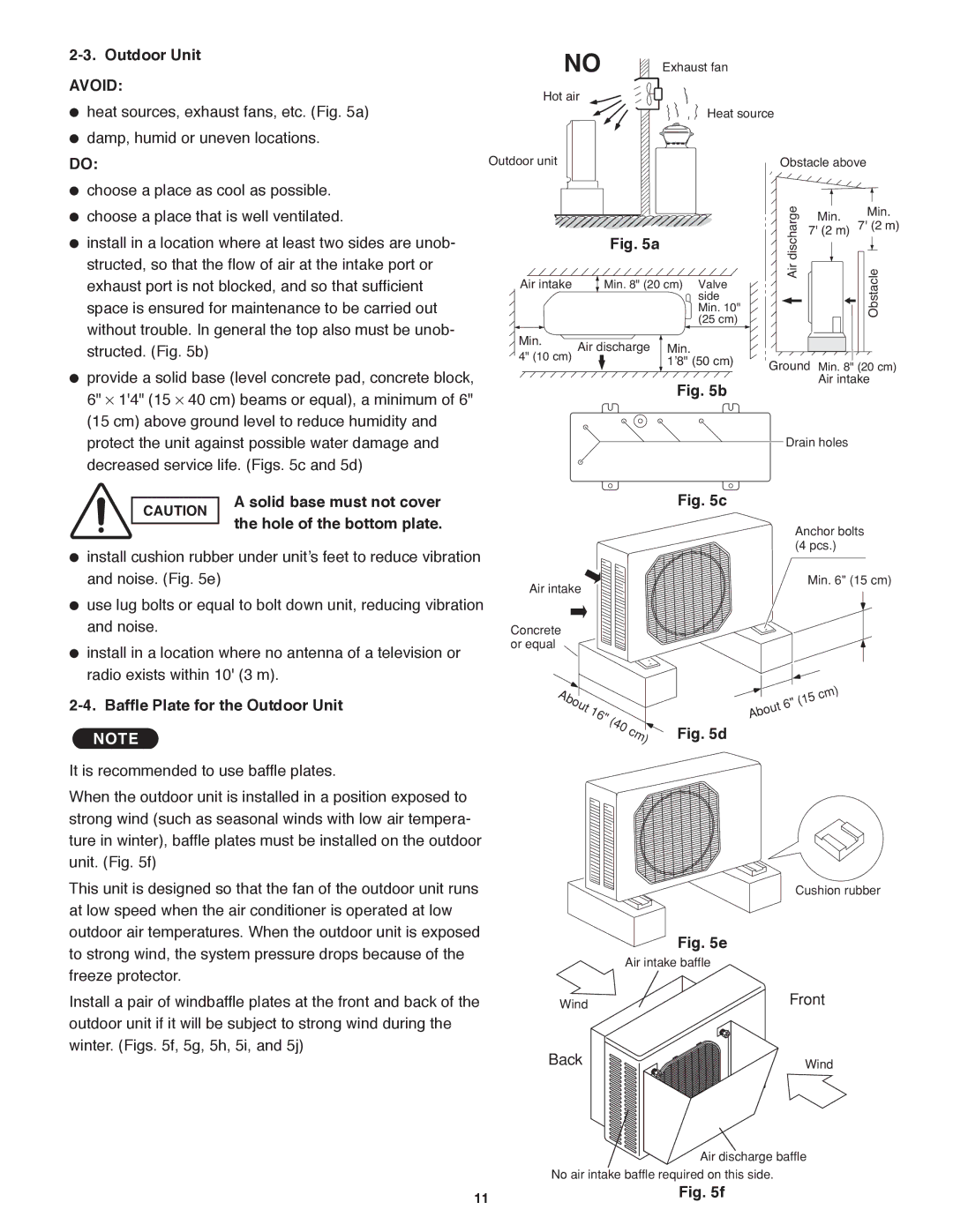 Panasonic CU-4KS31NBU service manual Baffle Plate for the Outdoor Unit, It is recommended to use baffle plates, Front, Back 