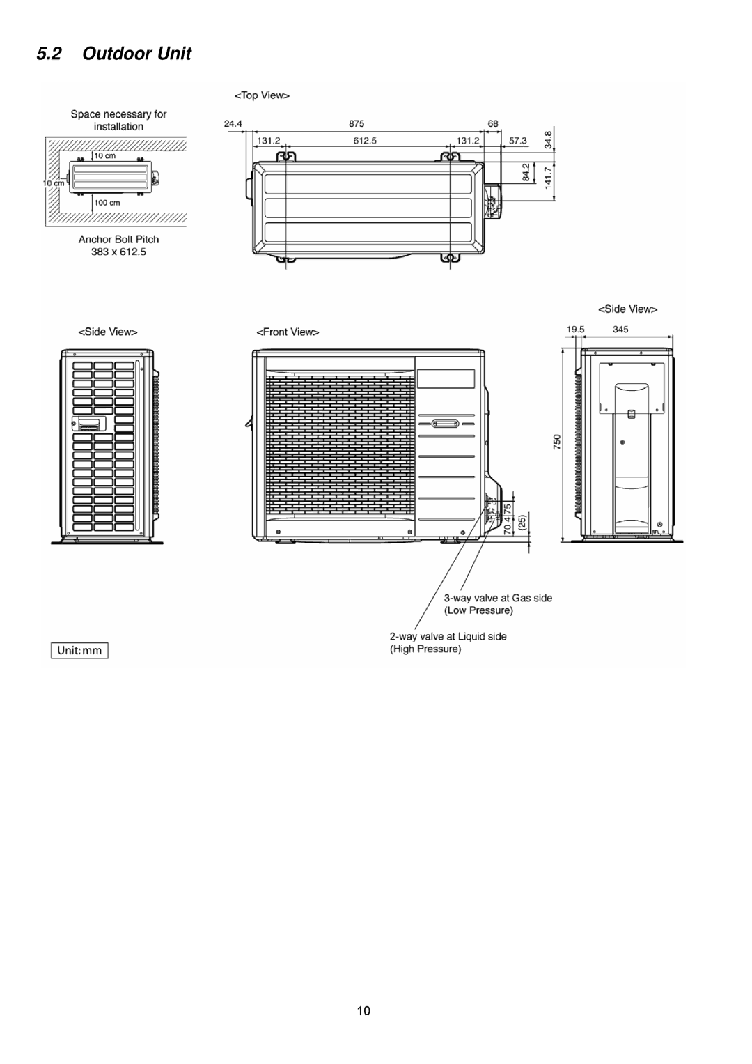 Panasonic CS-C18KKS, CU-C18KKS, CU-C24KKS, CS-C24KKS dimensions Outdoor Unit 