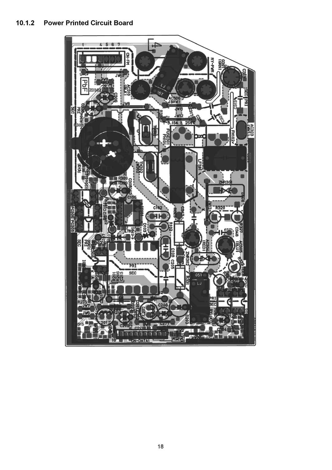 Panasonic CS-C18KKS, CU-C18KKS, CU-C24KKS, CS-C24KKS dimensions Power Printed Circuit Board 