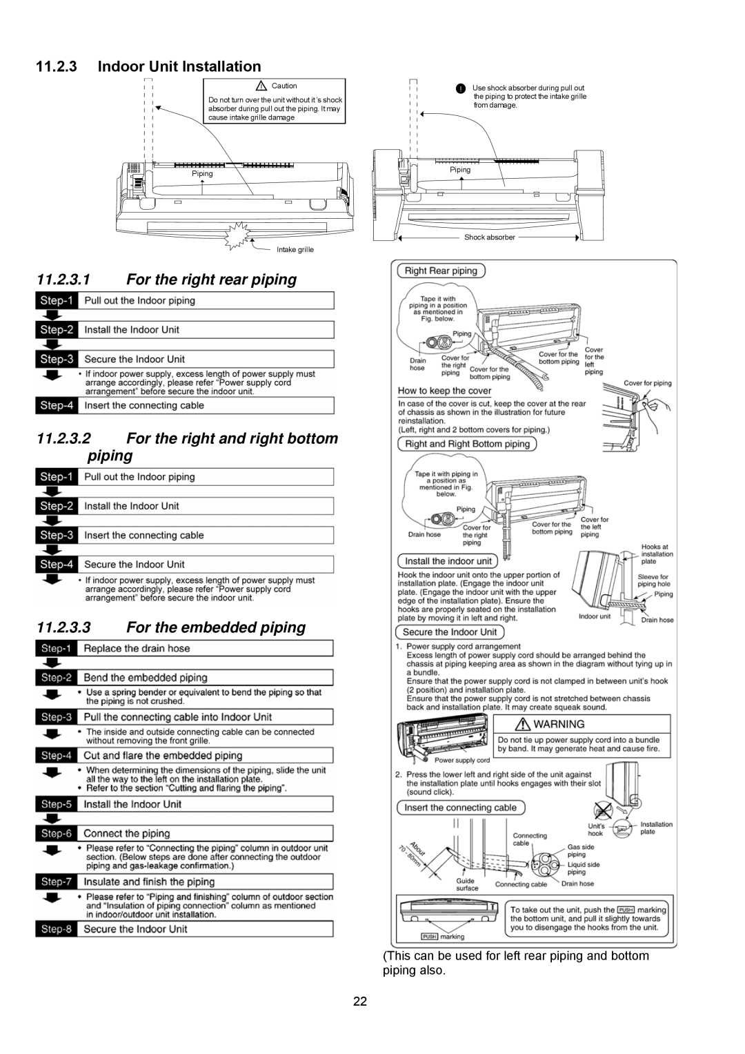 Panasonic CS-C18KKS, CU-C18KKS, CU-C24KKS, CS-C24KKS dimensions Indoor Unit Installation 