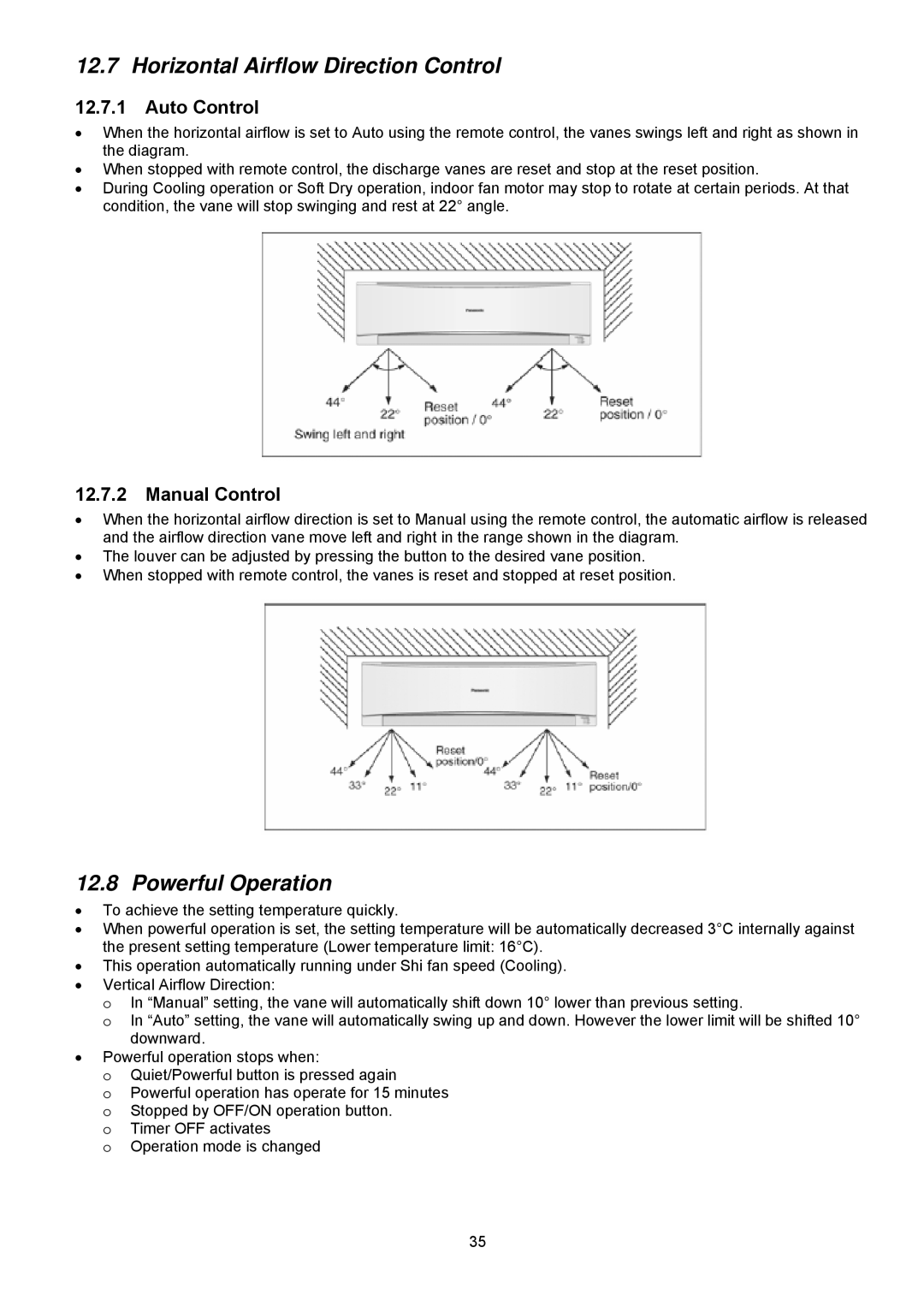 Panasonic CS-C24KKS, CU-C18KKS, CU-C24KKS, CS-C18KKS dimensions Horizontal Airflow Direction Control, Powerful Operation 