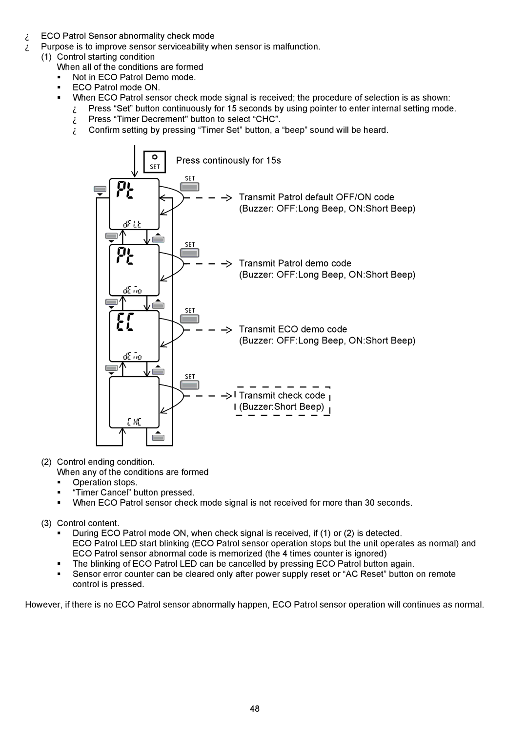 Panasonic CU-C18KKS, CU-C24KKS, CS-C18KKS, CS-C24KKS dimensions Press continously for 15s 