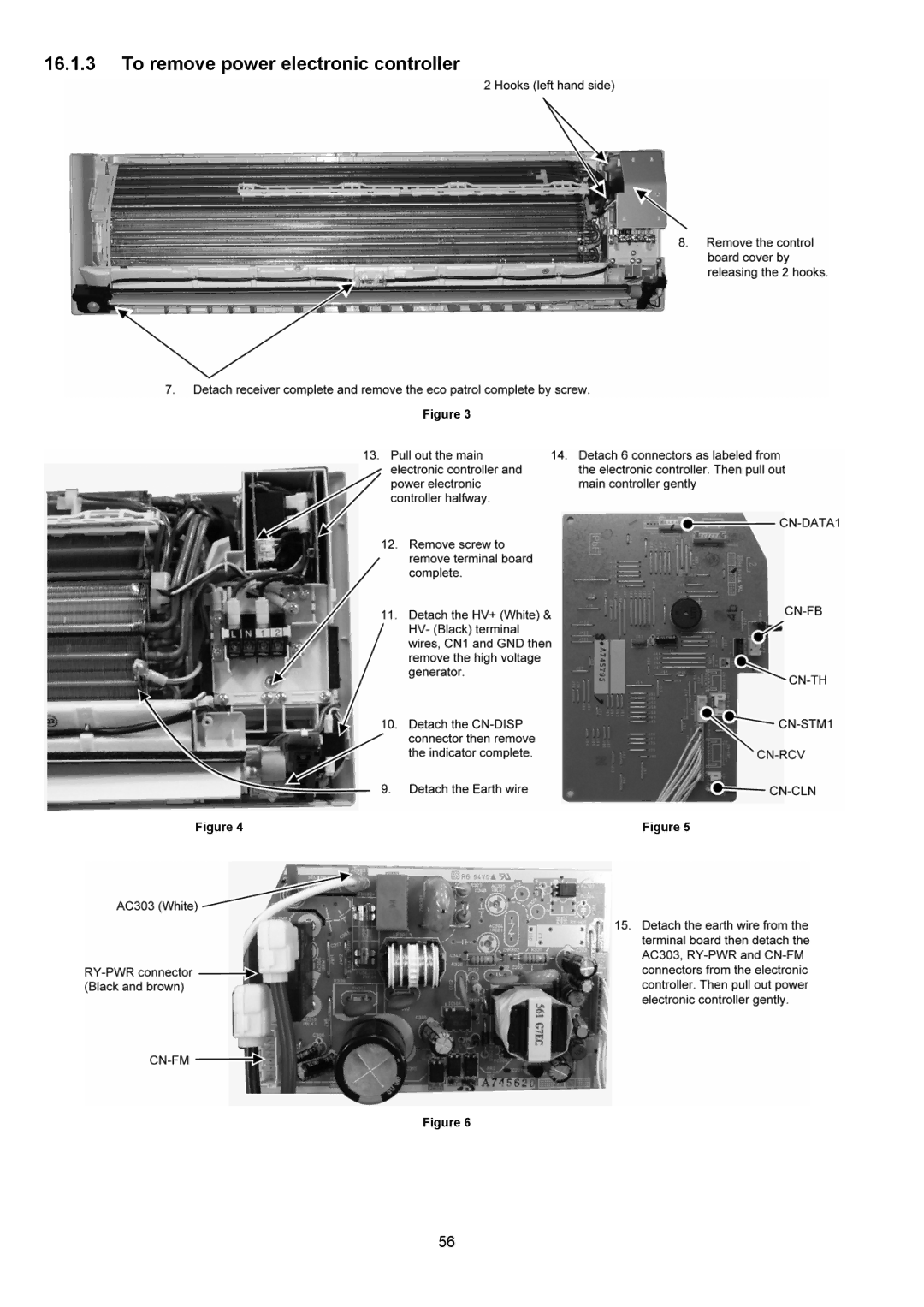 Panasonic CU-C18KKS, CU-C24KKS, CS-C18KKS, CS-C24KKS dimensions To remove power electronic controller 