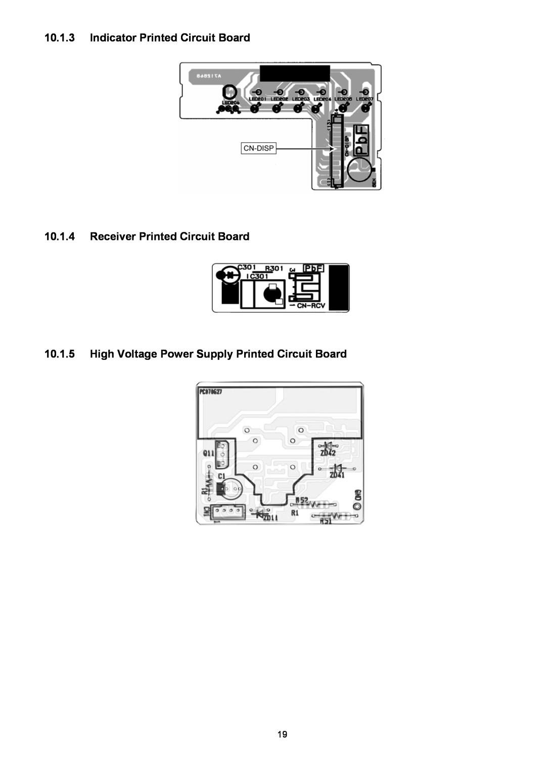 Panasonic CS-C24KKS, CU-C18KKS, CU-C24KKS 10.1.3Indicator Printed Circuit Board, 10.1.4Receiver Printed Circuit Board 