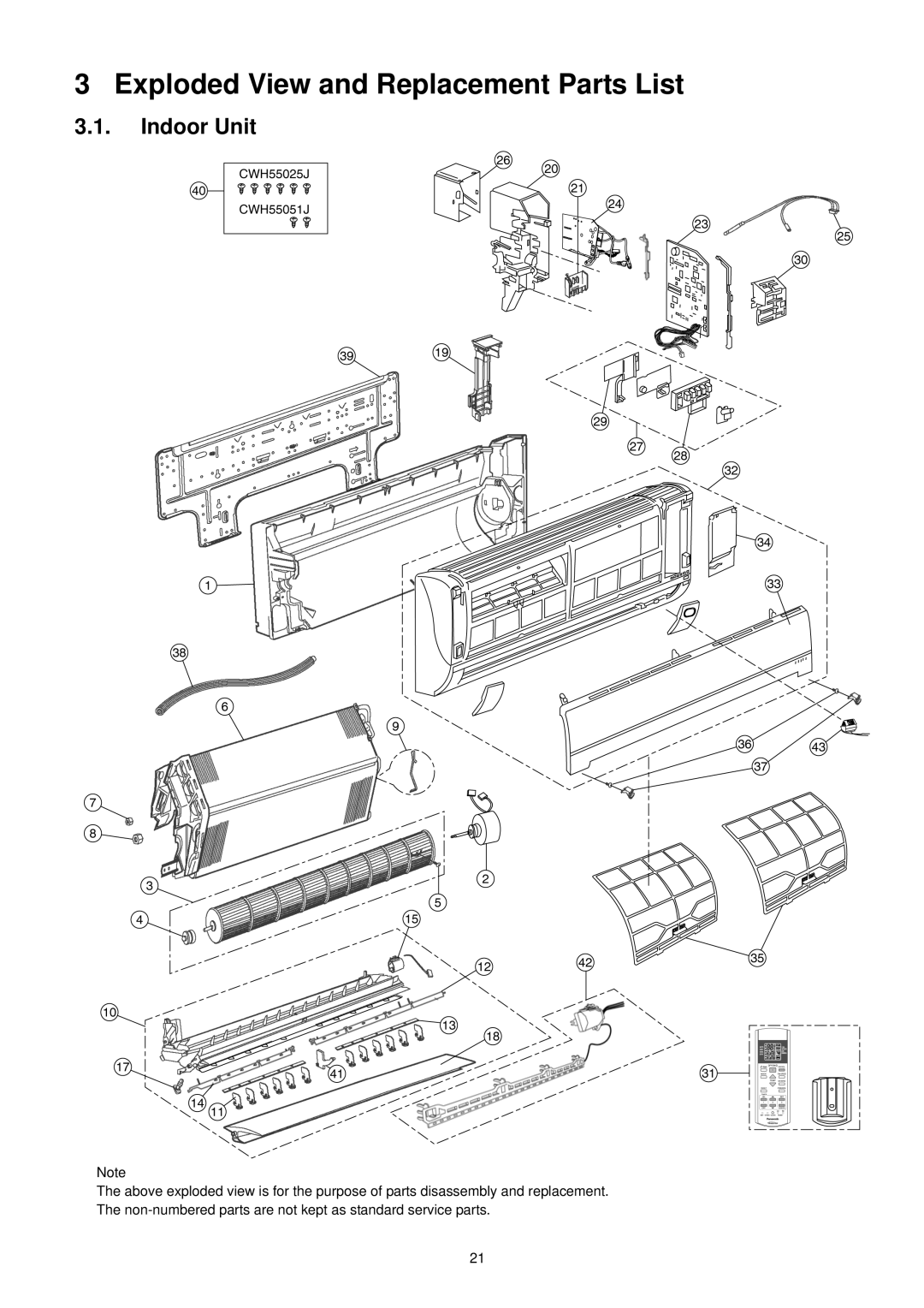 Panasonic CS-CE7GKEW, CU-CE9GKE, CU-CE12GKE, CU-CE7GKE, CS-CE12GKEW, CS-CE9GKEW Exploded View and Replacement Parts List 