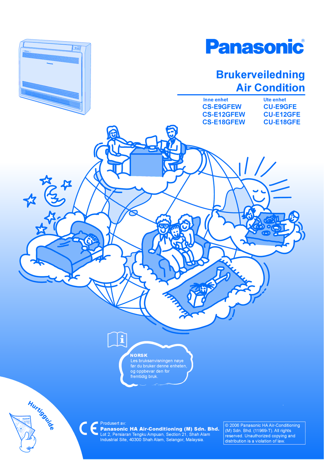 Panasonic CS-E9GKEW, CU-E12GKE, F565488, CU-E9GKE manual Inne enhet, Ute enhet, Panasonic HA Air-Conditioning M Sdn. Bhd 