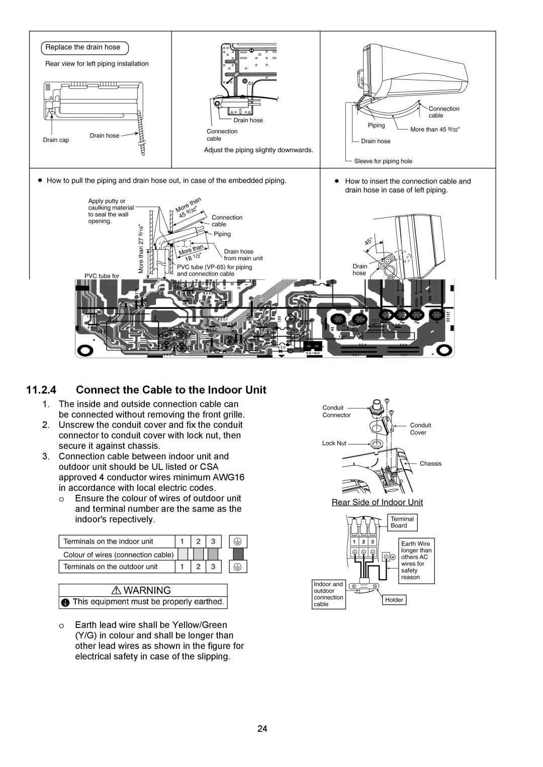 Panasonic CU-E12NKUA, CU-E9NKUA, CS-E9NKUAW, CS-E12NKUAW service manual Connect the Cable to the Indoor Unit 