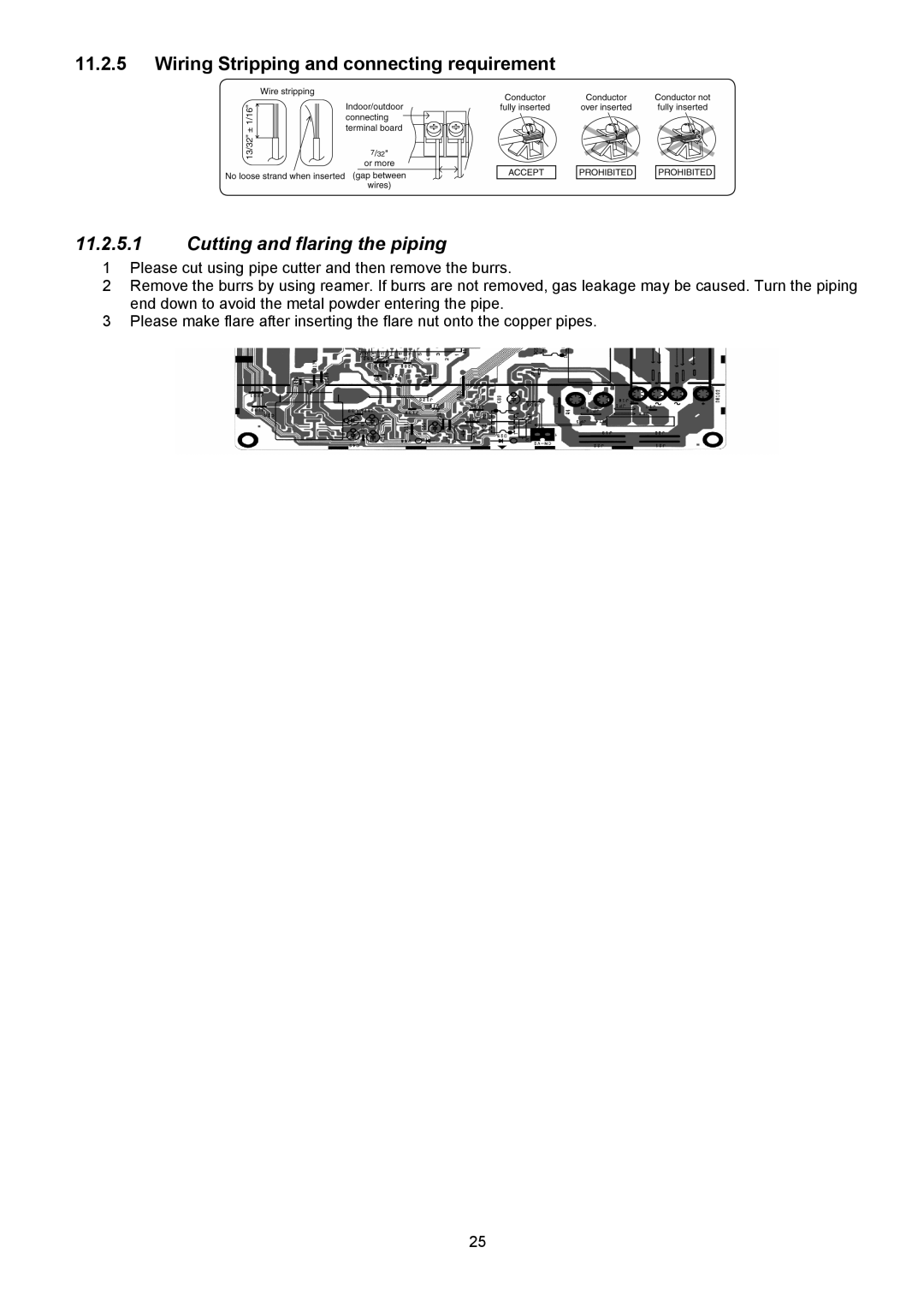 Panasonic CU-E9NKUA, CU-E12NKUA, CS-E9NKUAW Wiring Stripping and connecting requirement, Cutting and flaring the piping 