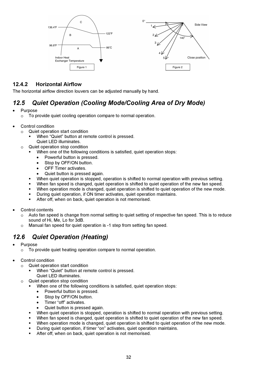 Panasonic CU-E12NKUA Quiet Operation Cooling Mode/Cooling Area of Dry Mode, Quiet Operation Heating, Horizontal Airflow 