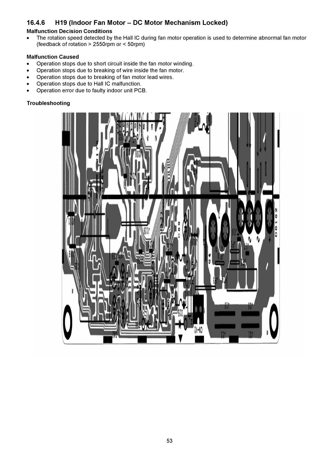 Panasonic CU-E9NKUA, CU-E12NKUA, CS-E9NKUAW, CS-E12NKUAW service manual 16.4.6 H19 Indoor Fan Motor DC Motor Mechanism Locked 