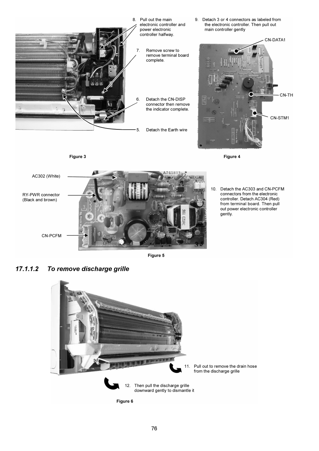 Panasonic CU-E12NKUA, CU-E9NKUA, CS-E9NKUAW, CS-E12NKUAW service manual To remove discharge grille 