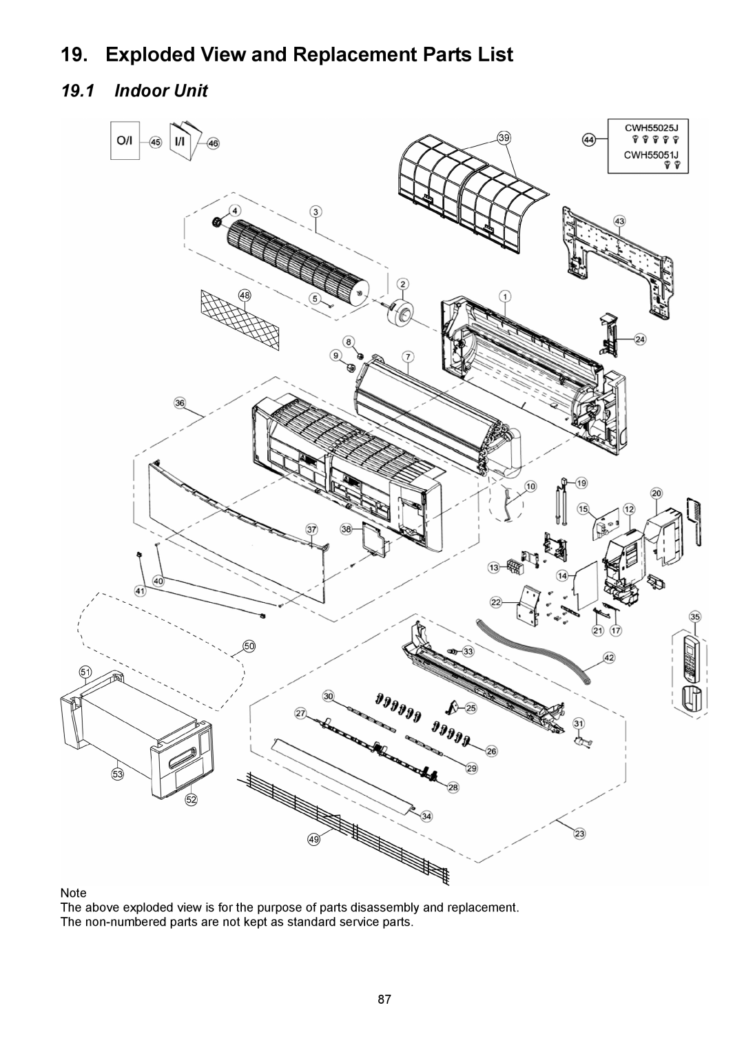 Panasonic CS-E12NKUAW, CU-E12NKUA, CU-E9NKUA, CS-E9NKUAW service manual Exploded View and Replacement Parts List, Indoor Unit 