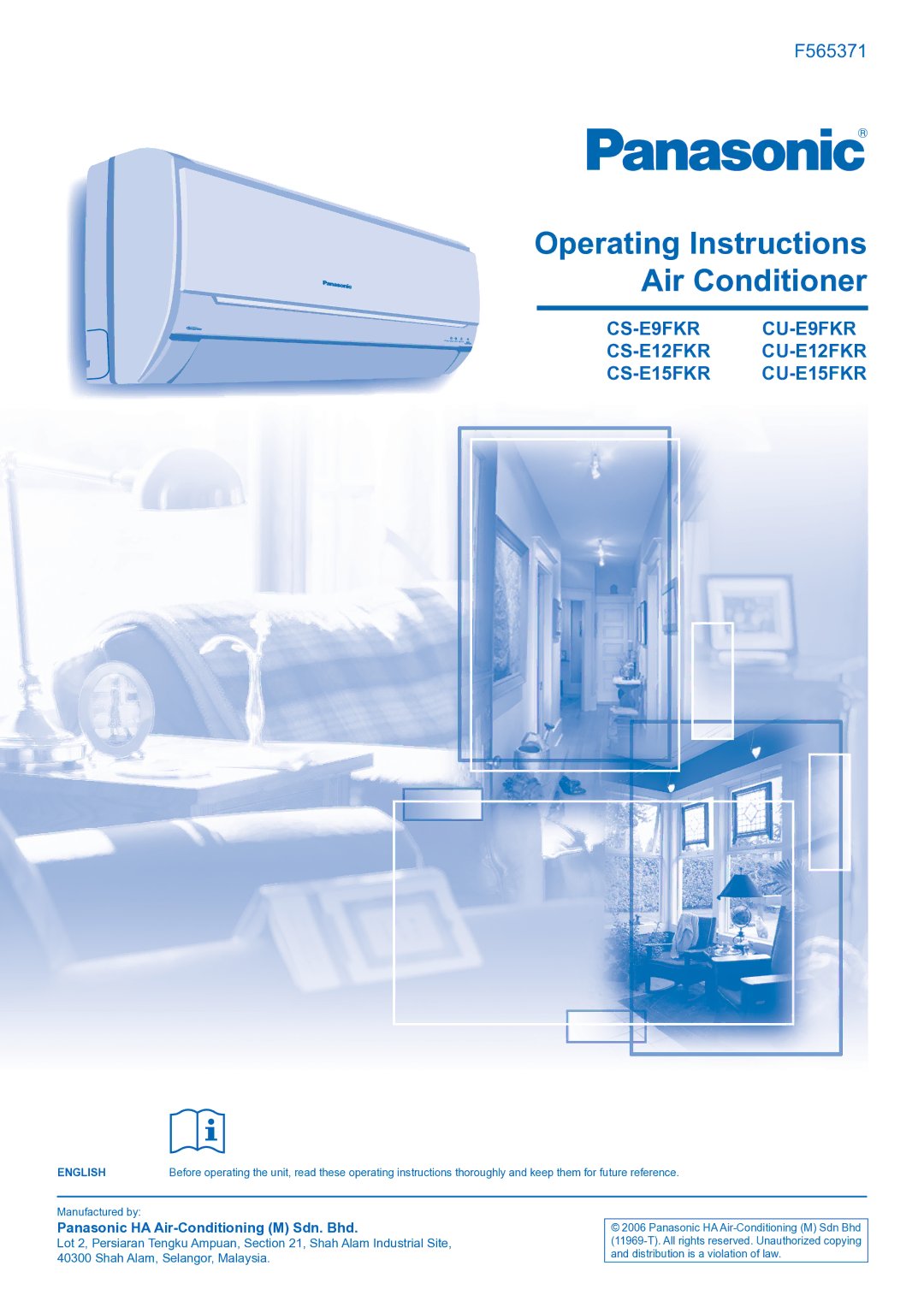 Panasonic CU-E15FKR manual Operating Instructions Air Conditioner 