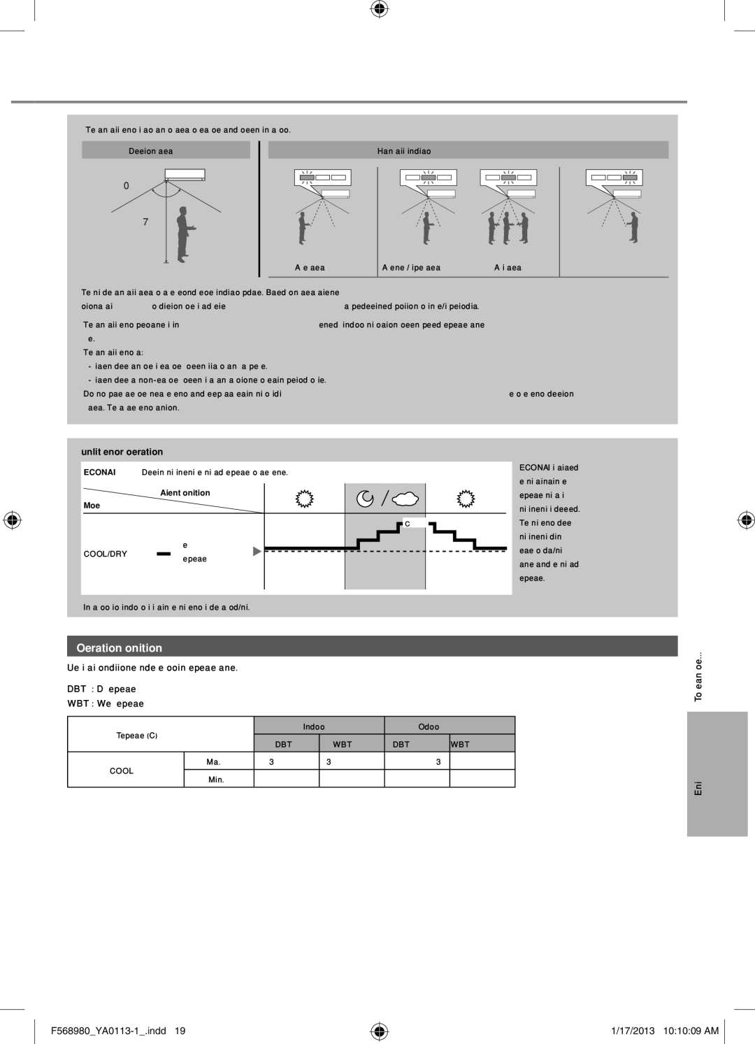 Panasonic CS-K18PKF Operation conditions, Sunlight Sensor operation, English To learn more, Mode Ambient condition 