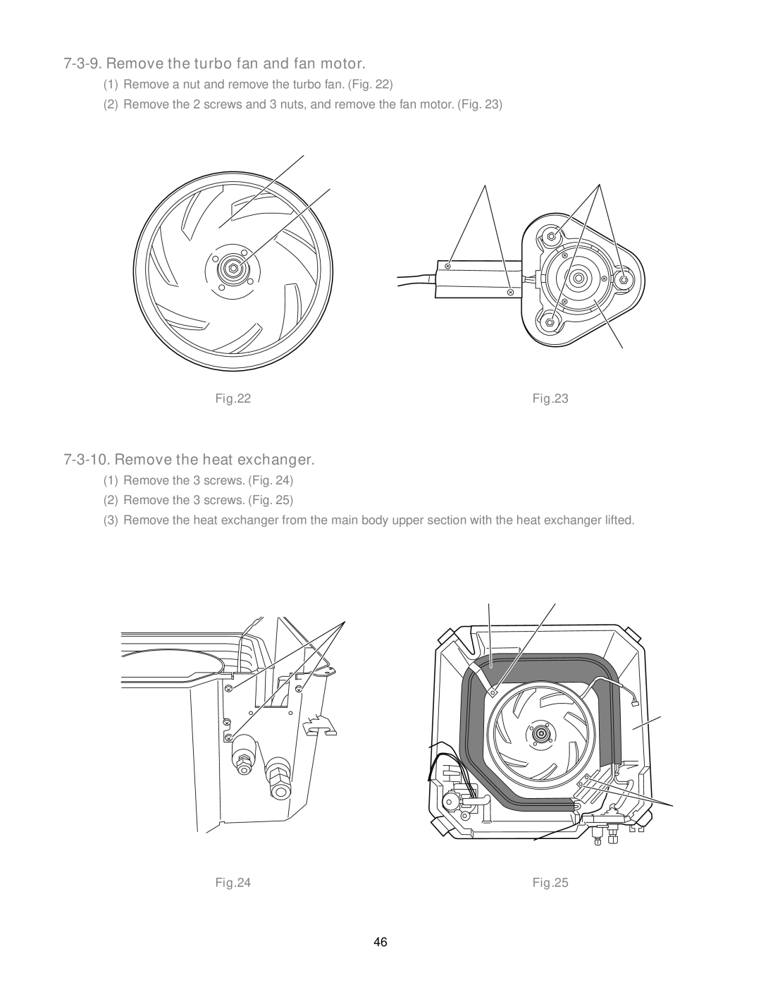 Panasonic CU-KE18NKU, CU-KE12NK1, CS-KE18NB4UW, CS-KE12NB41 Remove the turbo fan and fan motor, Remove the heat exchanger 