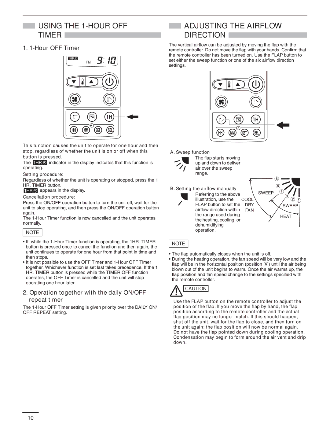 Panasonic CZ-18BT1U, CU-KE12NK1, CU-KE18NKU, CS-KE18NB4UW, CS-KE12NB41 service manual Using the 1-HOUR OFF Timer 