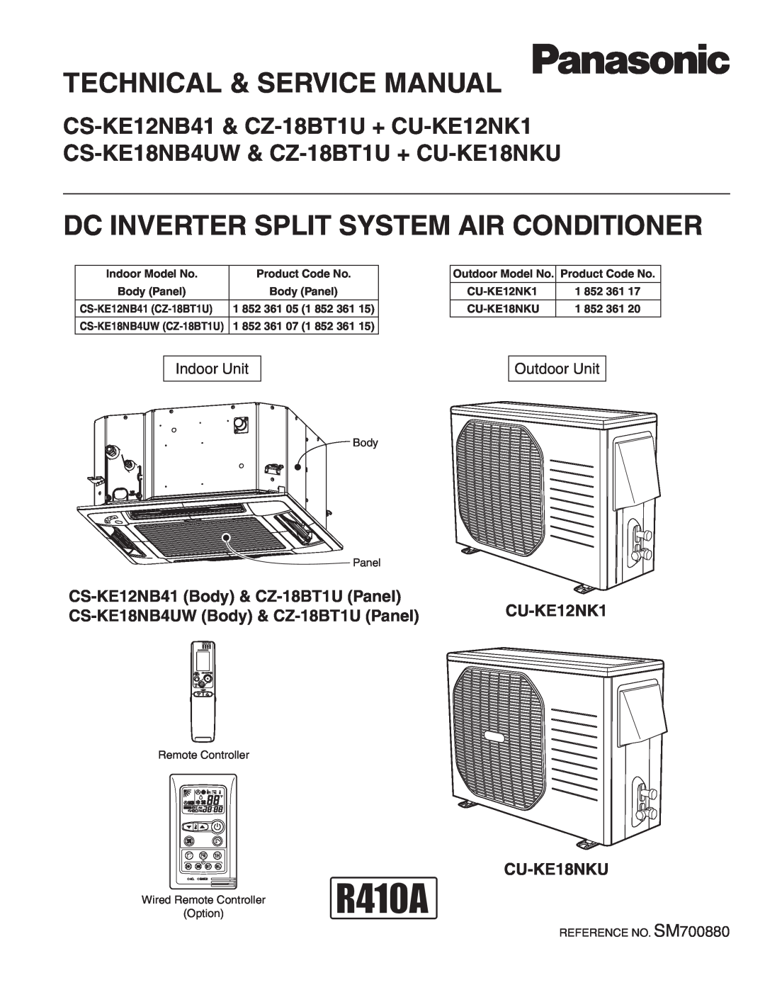 Panasonic service manual CU-KE12NK1 CU-KE18NKU, Indoor Unit, Outdoor Unit, Dc Inverter Split System Air Conditioner 