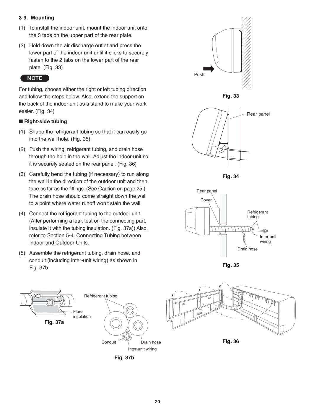 Panasonic CU-KE36NKU, CU-KE30NKU, CS-KE36NKU, CS-KE30NKU service manual Mounting,  Right-side tubing 