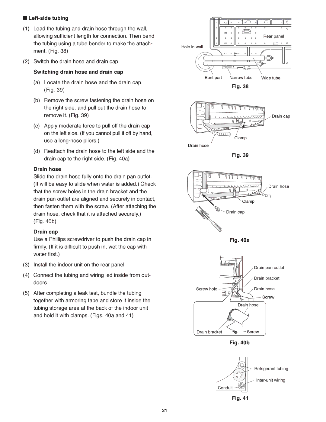 Panasonic CU-KE30NKU, CU-KE36NKU, CS-KE36NKU, CS-KE30NKU  Left-side tubing, Switching drain hose and drain cap, Drain cap 