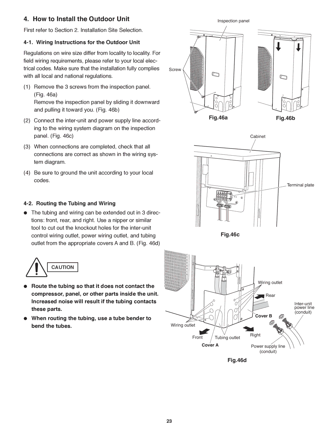 Panasonic CS-KE30NKU How to Install the Outdoor Unit, Wiring Instructions for the Outdoor Unit, Cover B, Cover a 