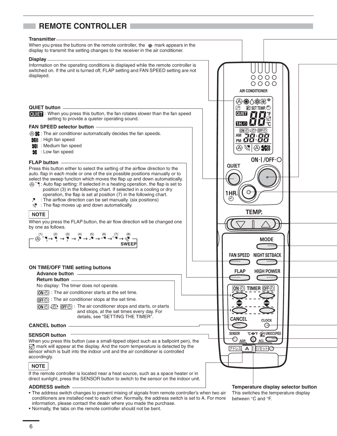 Panasonic CS-KE36NKU, CU-KE36NKU, CU-KE30NKU, CS-KE30NKU service manual Remote Controller 