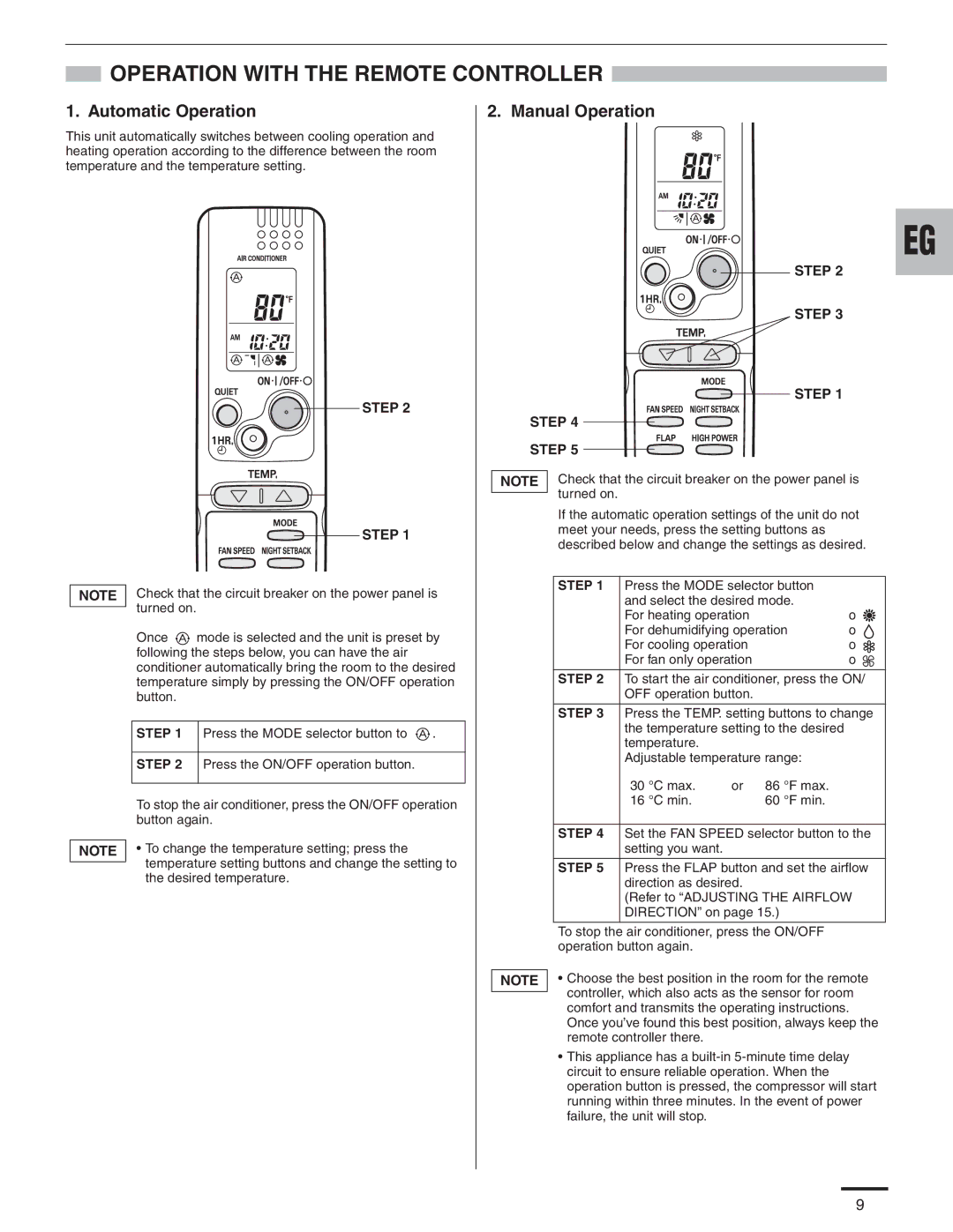 Panasonic CU-KE30NKU, CU-KE36NKU, CS-KE36NKU, CS-KE30NKU Operation with the Remote Controller, Automatic Operation 