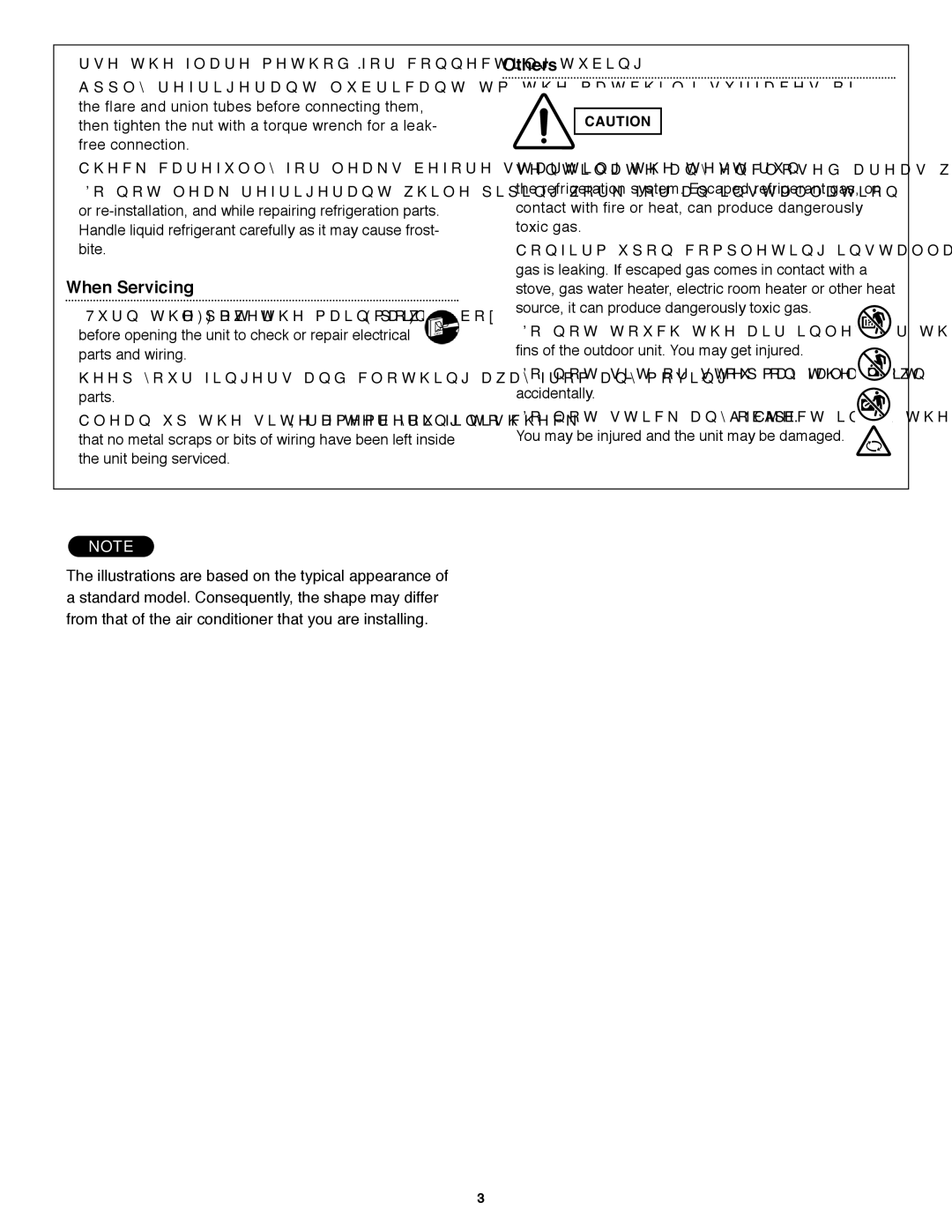 Panasonic CS-KE30NKU, CU-KE36NKU, CU-KE30NKU, CS-KE36NKU Fins of the outdoor unit. You may get injured, Accidentally 