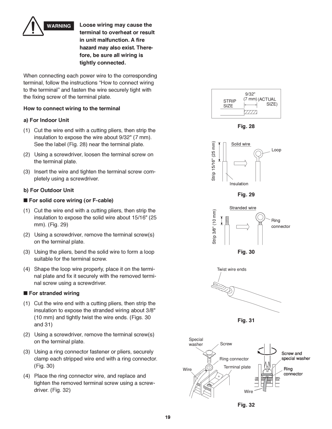 Panasonic CS-KE30NKU, CU-KE36NKU, CU-KE30NKU, CS-KE36NKU service manual How to connect wiring to the terminal 