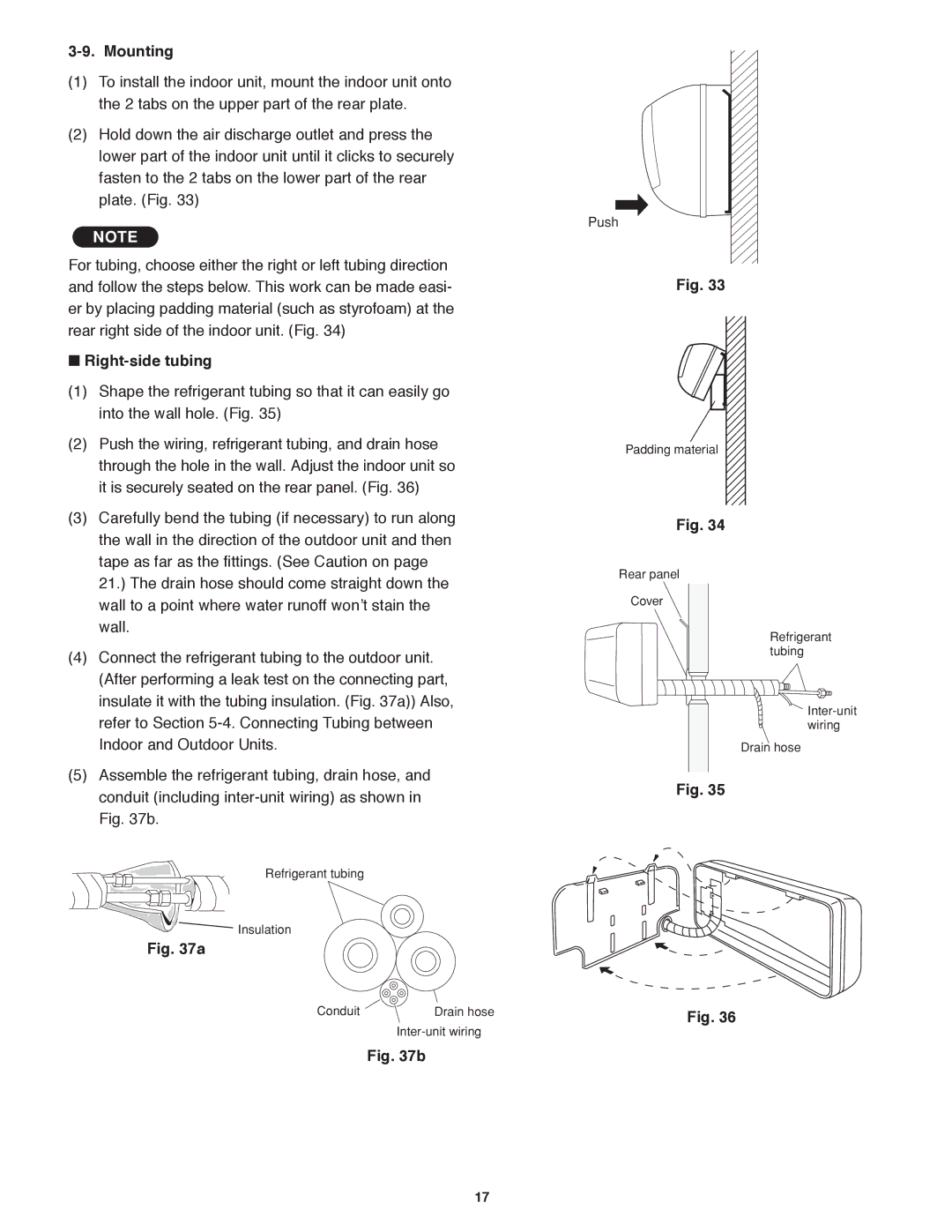 Panasonic CS-KS18NKU, CU-KS18NKU service manual Mounting,  Right-side tubing 