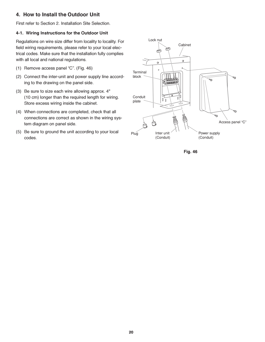 Panasonic CU-KS18NKU, CS-KS18NKU How to Install the Outdoor Unit, Wiring Instructions for the Outdoor Unit, Fig 
