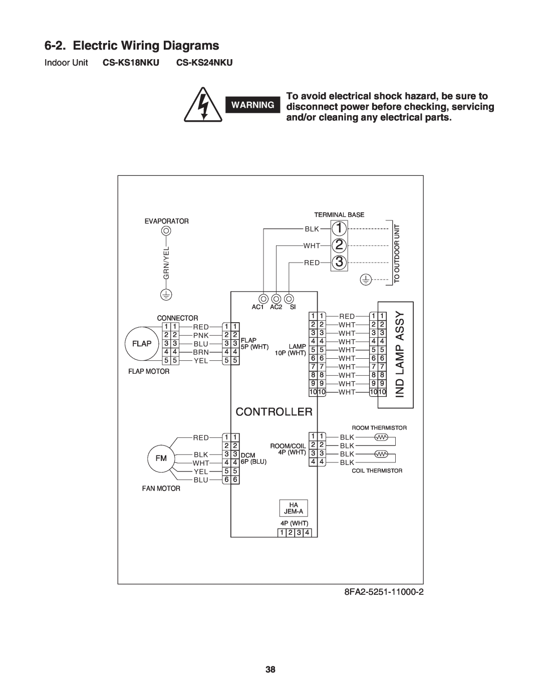 Panasonic CU-KS18NKU, CS-KS18NKU service manual Electric Wiring Diagrams, Assy, Lamp, Controller 