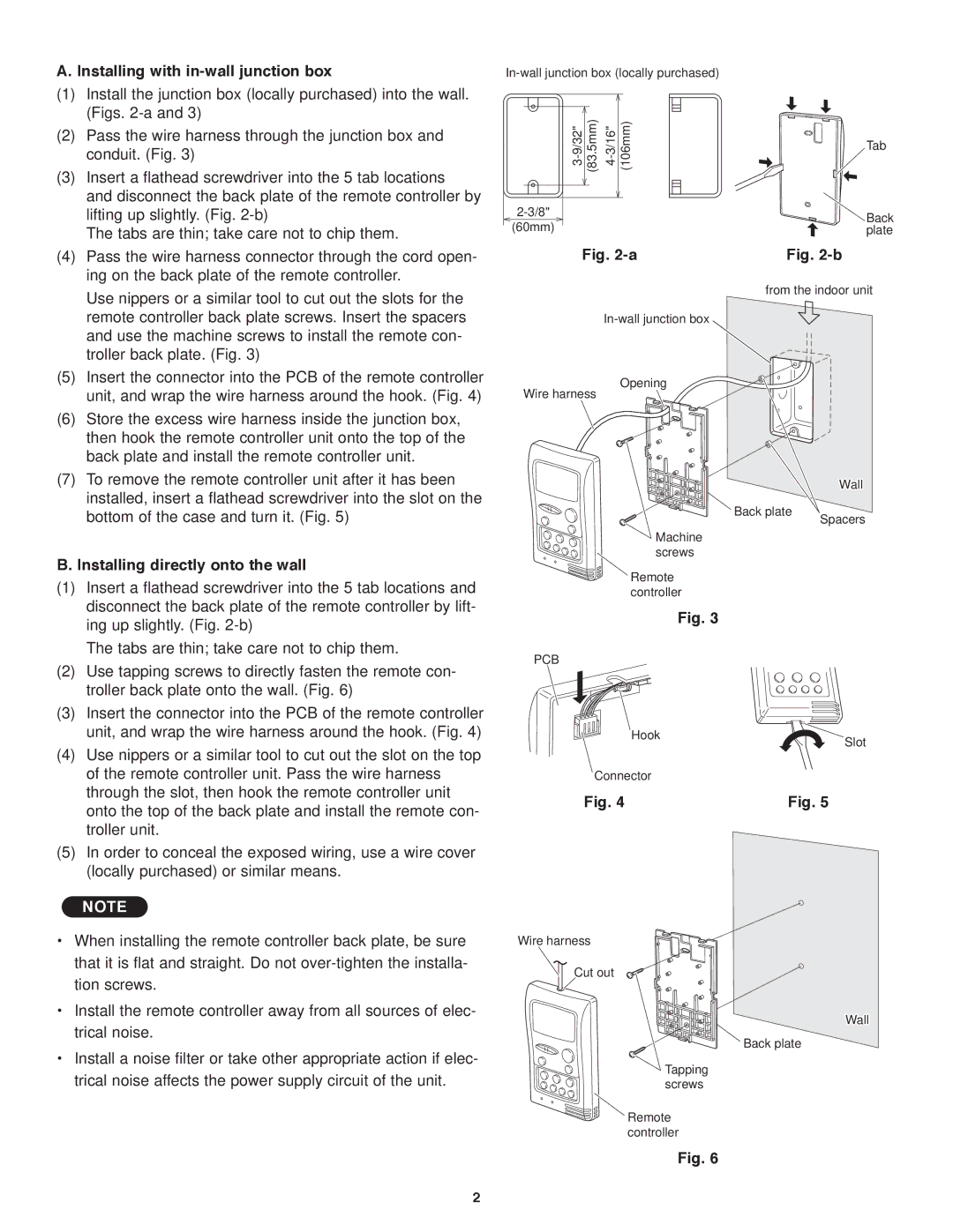 Panasonic CU-KS18NKUA, CU-KS12NK1A service manual Installing with in-wall junction box, Installing directly onto the wall 