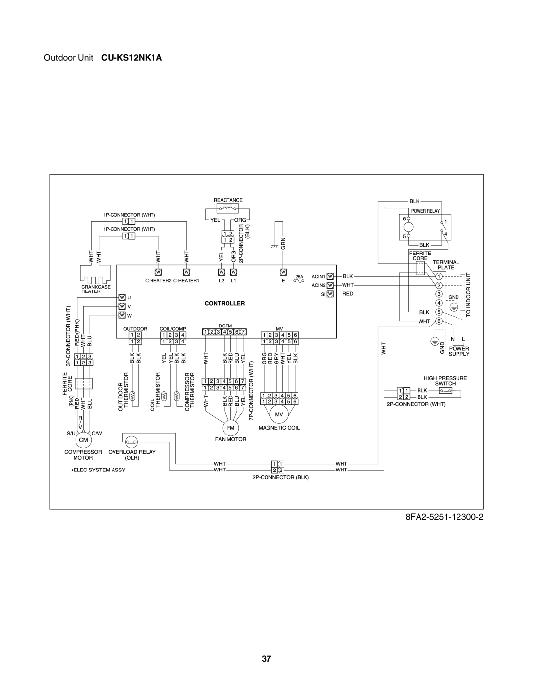 Panasonic CU-KS18NKUA, CS-KS12NB41 & CZ-18BT1U, CS-KS18B4UW & CZ-18BT1U Outdoor Unit CU-KS12NK1A 8FA2-5251-12300-2 