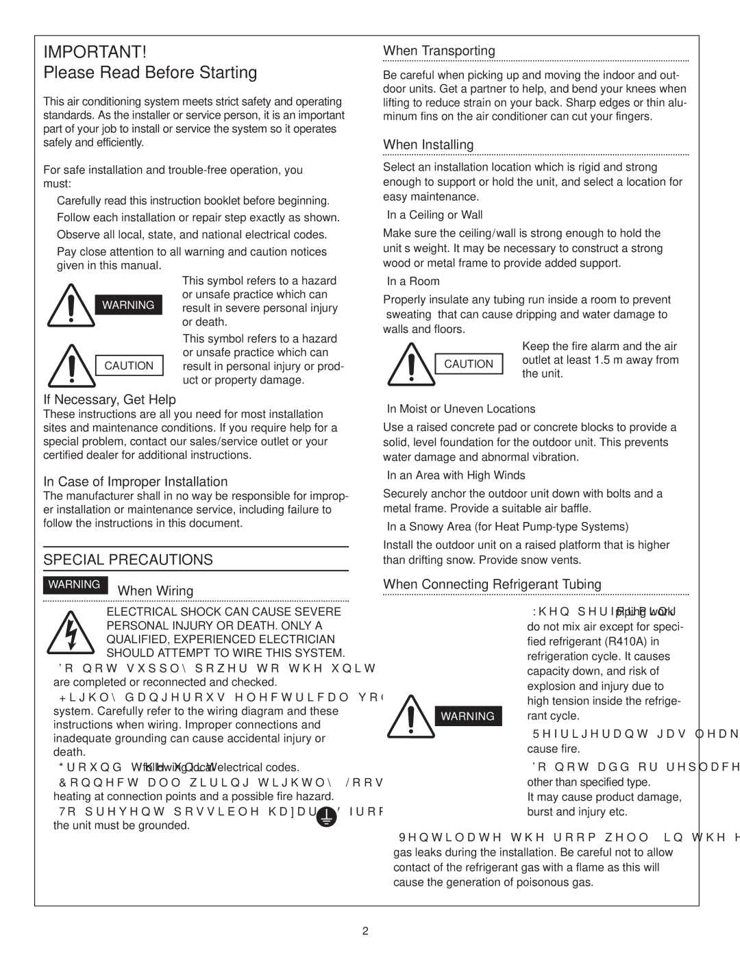 Panasonic CS-KS12NB41 & CZ-18BT1U, CU-KS18NKUA, CU-KS12NK1A, CS-KS18B4UW & CZ-18BT1U Please Read Before Starting 