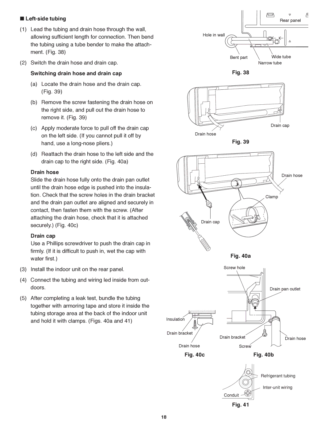 Panasonic CU-KS24NKUA, CS-KS24NKU service manual  Left-side tubing, Switching drain hose and drain cap, Drain cap 