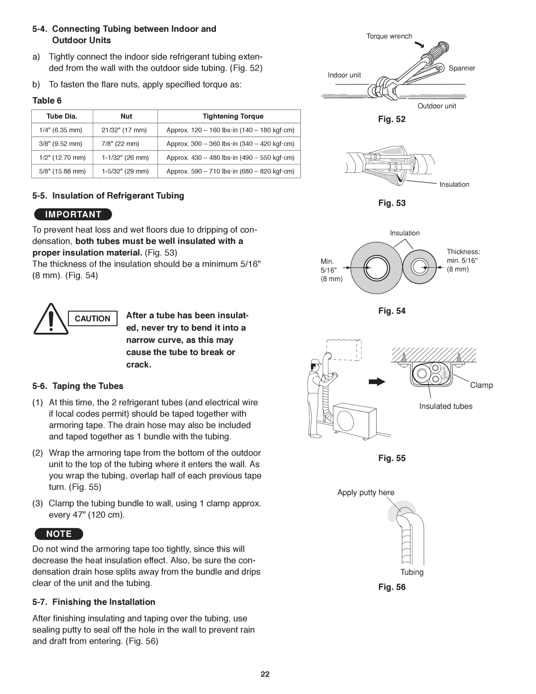 Panasonic CU-KS24NKU, CS-KS24NKU Connecting Tubing between Indoor and Outdoor Units, Insulation of Refrigerant Tubing 