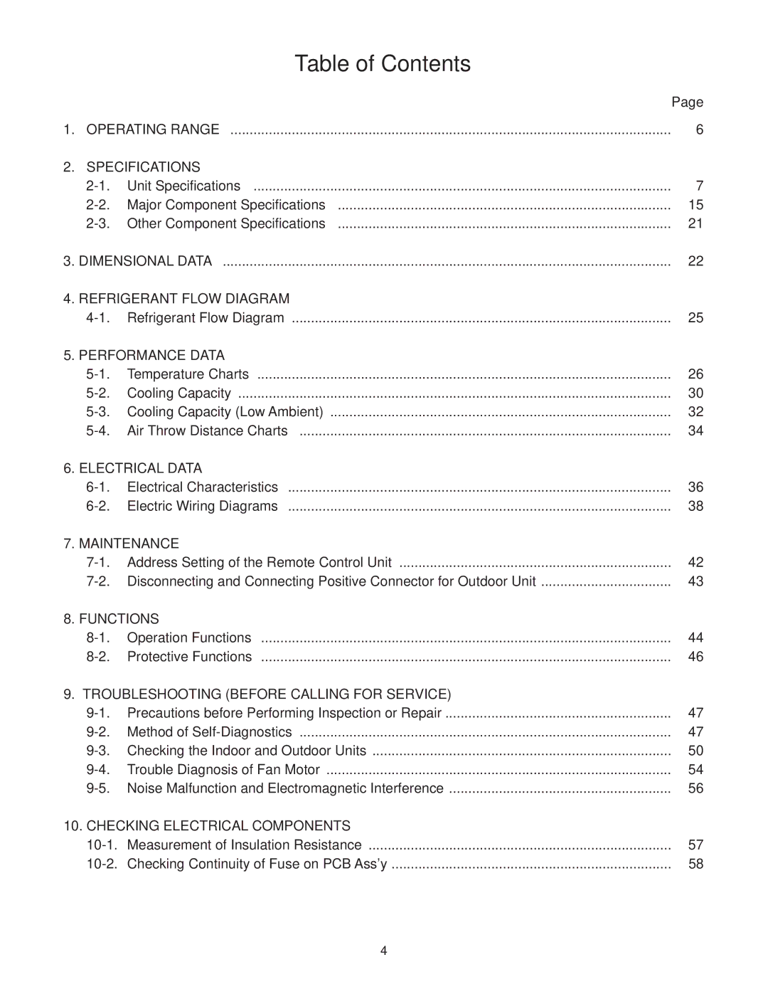 Panasonic CS-KS24NKU, CU-KS24NKUA service manual Table of Contents 