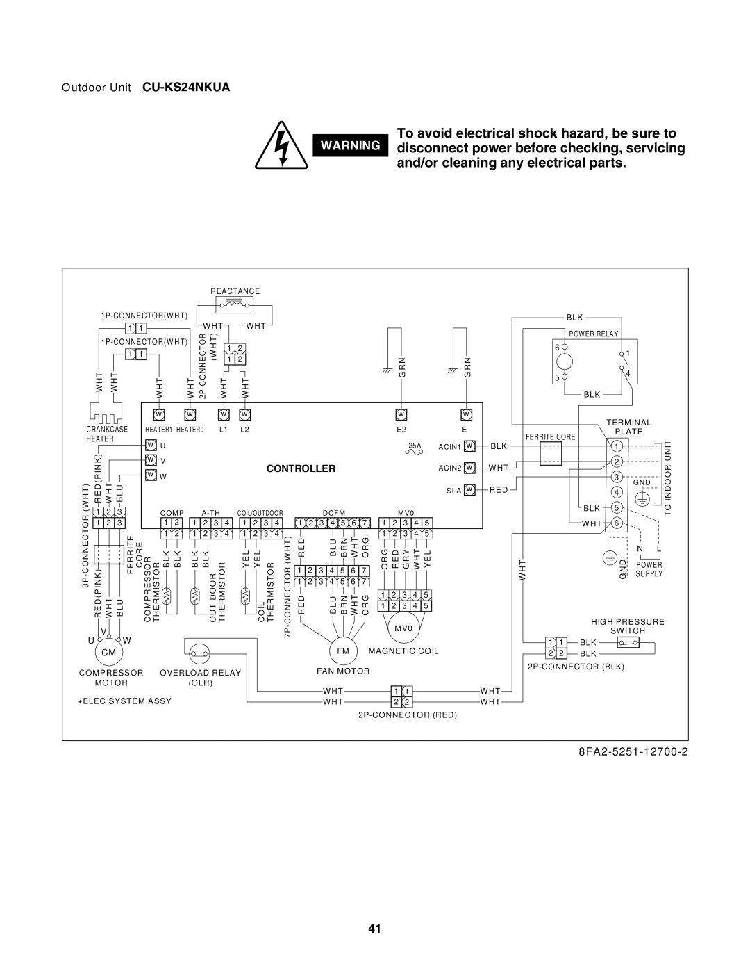 Panasonic CU-KS24NKUA, CS-KS24NKU service manual WHT 1P-CONNECTORWHT 