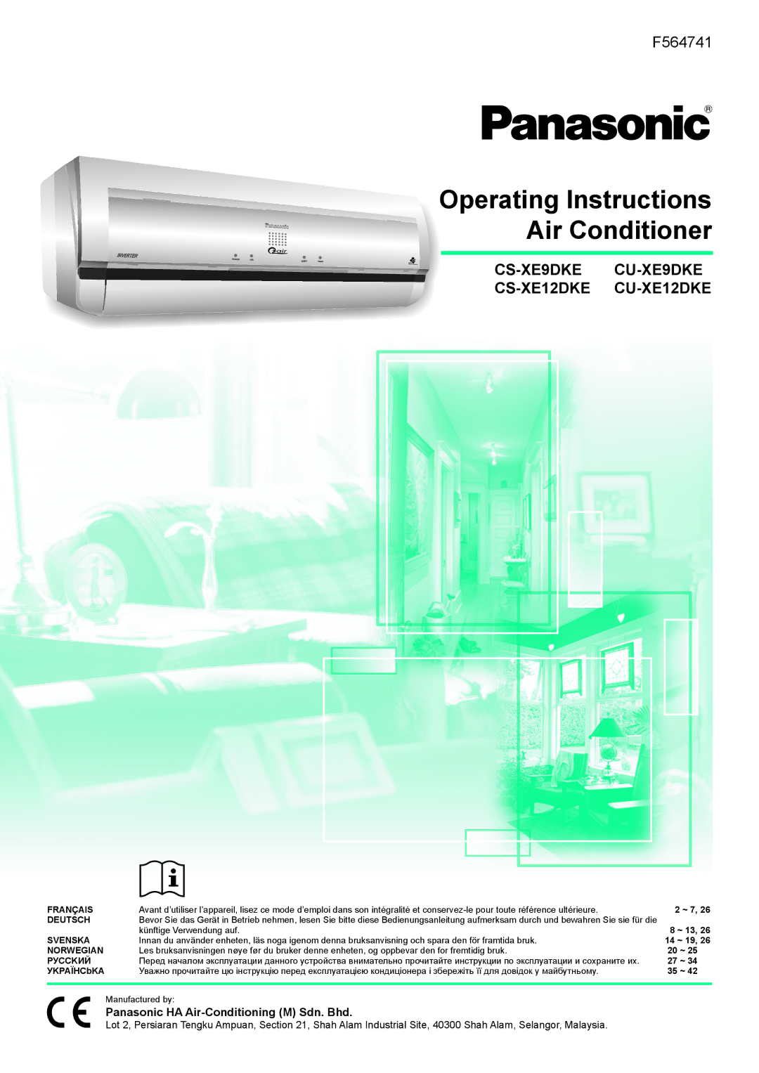 Panasonic CU-XE9DKE operating instructions Operating Instructions Air Conditioner 