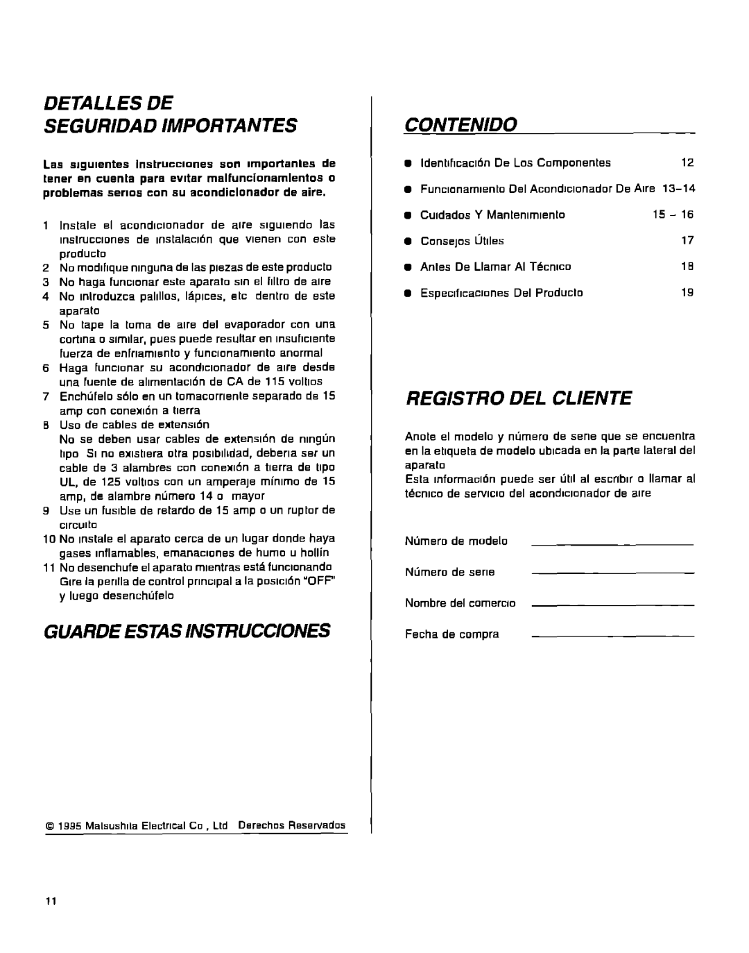 Panasonic CW-1406BU manual 