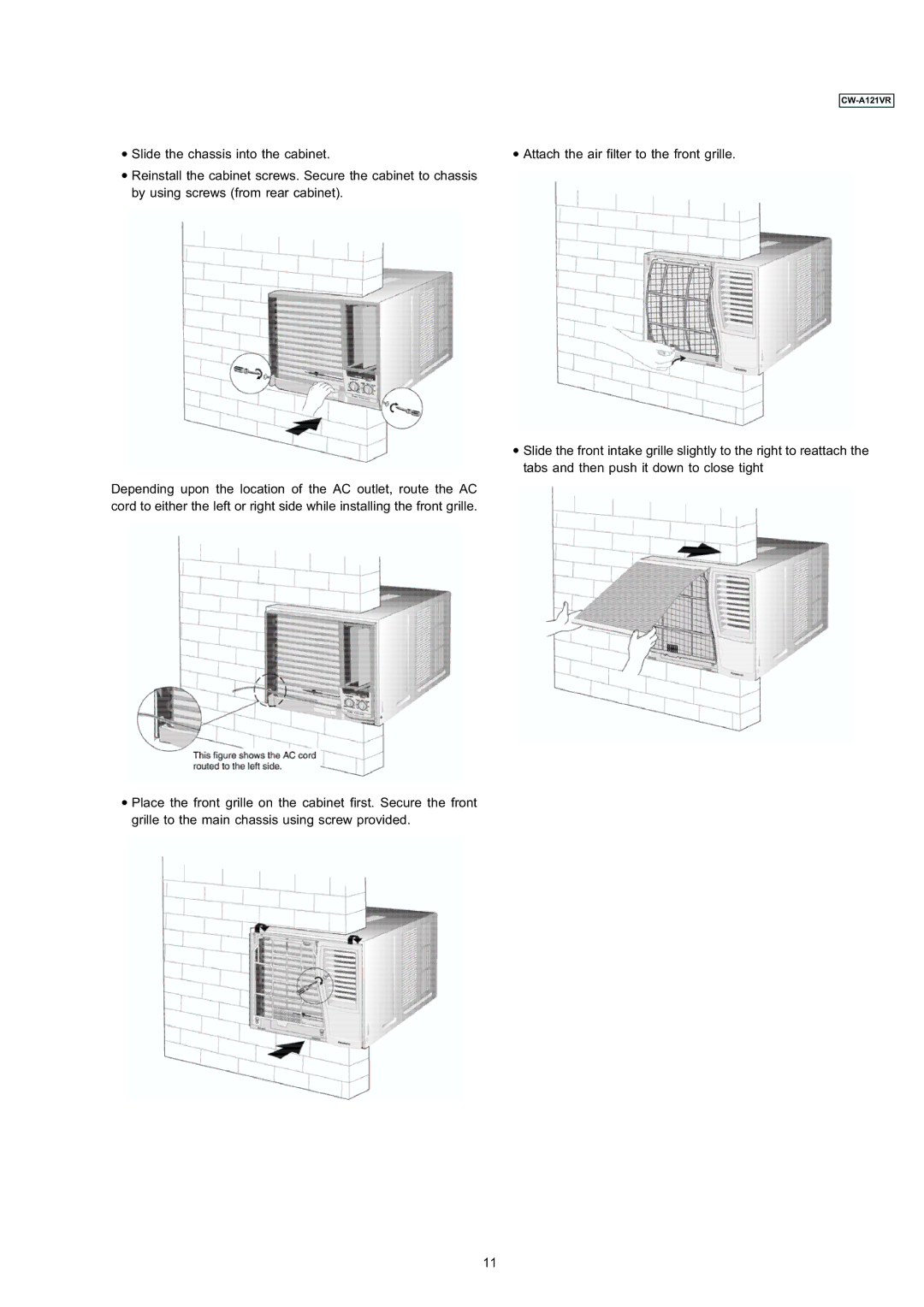 Panasonic CW-A121VR manual 