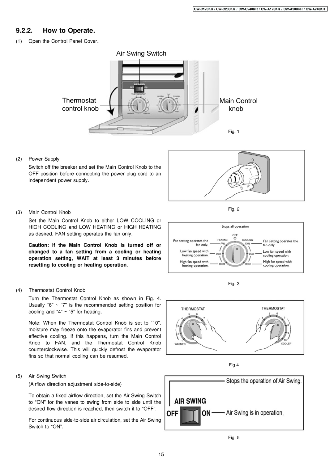 Panasonic CW-C200KR, CW-A170KR, CW-C240KR manual How to Operate 