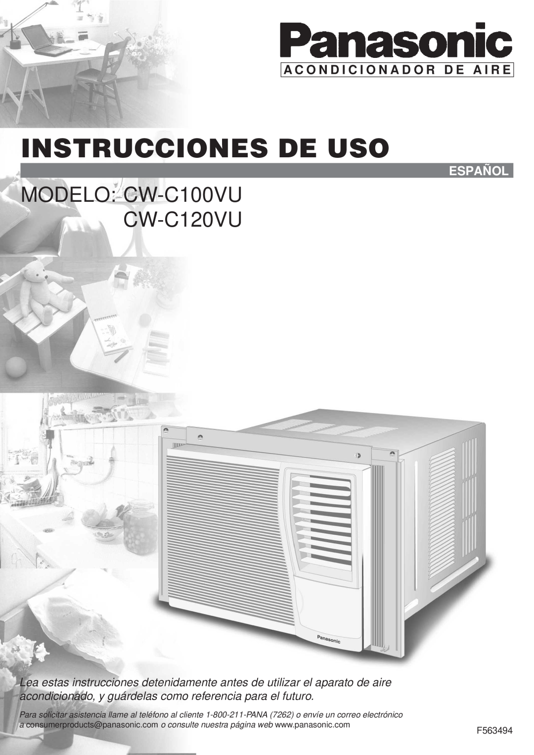 Panasonic Instrucciones De Uso, MODELO CW-C100VU CW-C120VU, A C O N D I C I O N A D O R D E A I R E, Español, F563494 