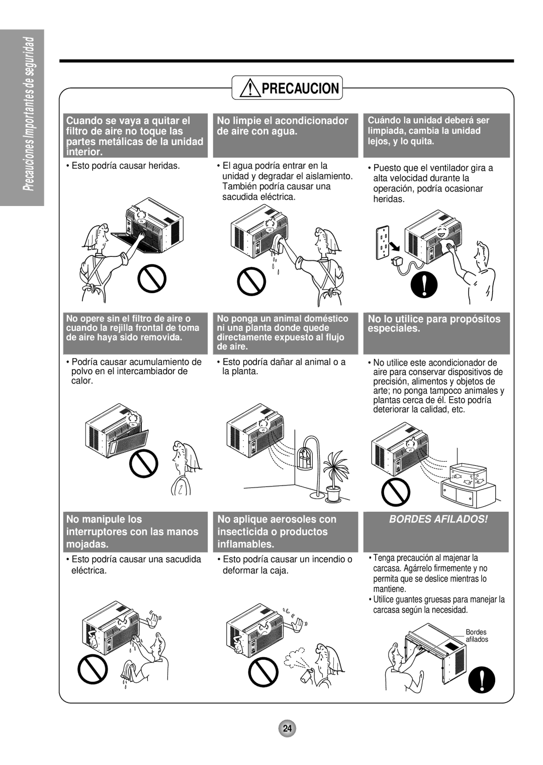 Panasonic CW-C53HU, CW-C53GK operating instructions Bordes Afilados 