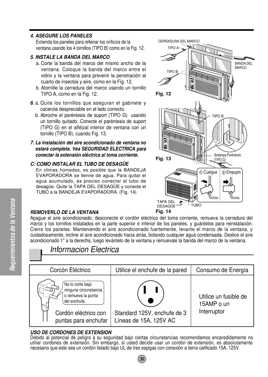 Panasonic CW-C53HU, CW-C53GK operating instructions Informacion Electrica 