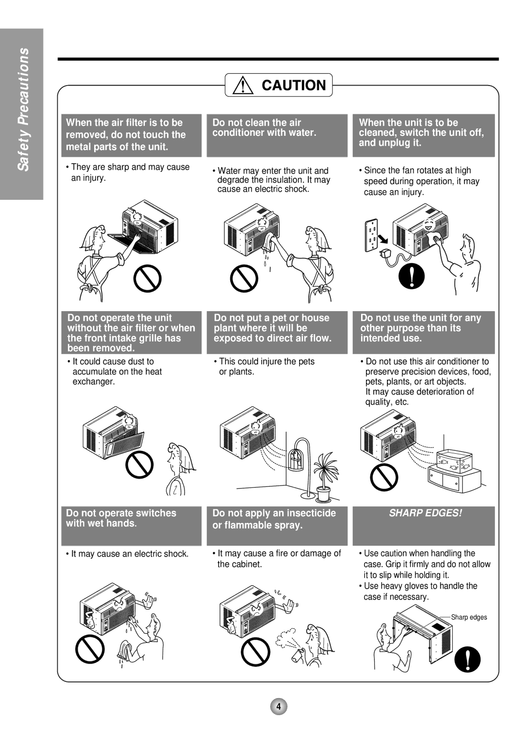 Panasonic CW-C53HU, CW-C53GK operating instructions Sharp Edges 