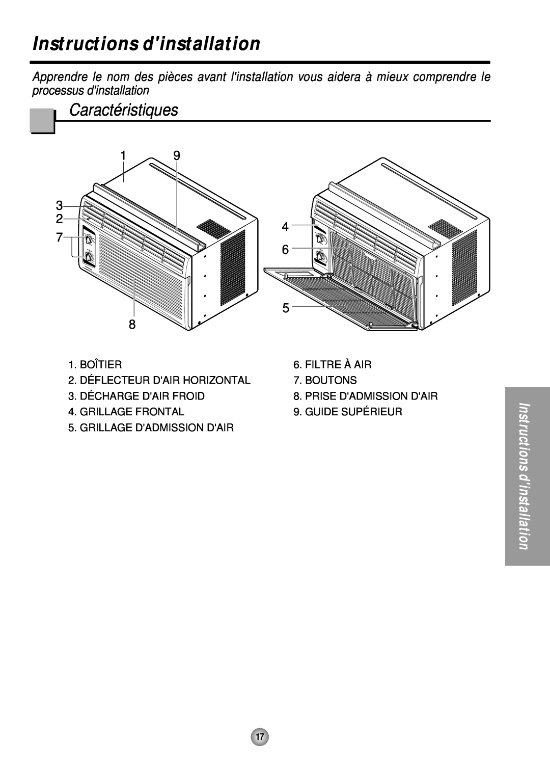 Panasonic CW-C53GK, CW-C53HU operating instructions Instructions dinstallation, Caractéristiques 