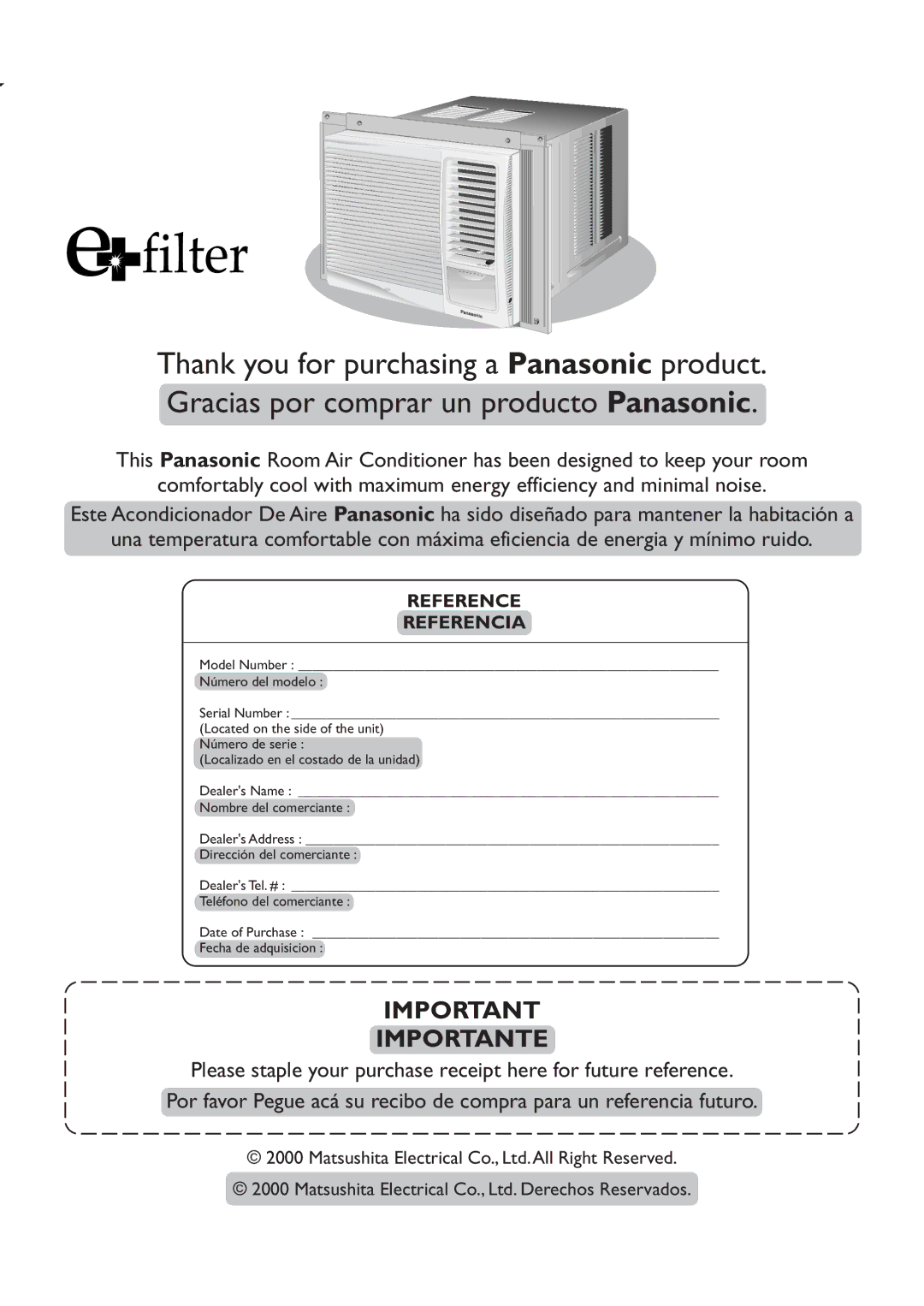 Panasonic CW-C60YU, CW-C80YU operating instructions Importante, Reference Referencia 