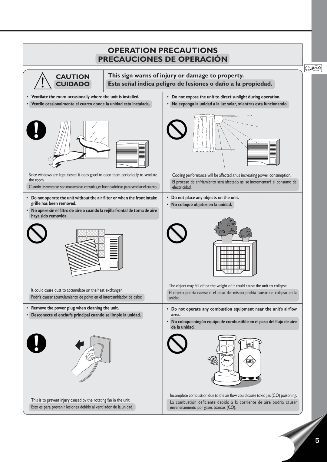 Panasonic CW-C60YU, CW-C80YU operating instructions Operation Precautions Precauciones De Operación, Cuidado 