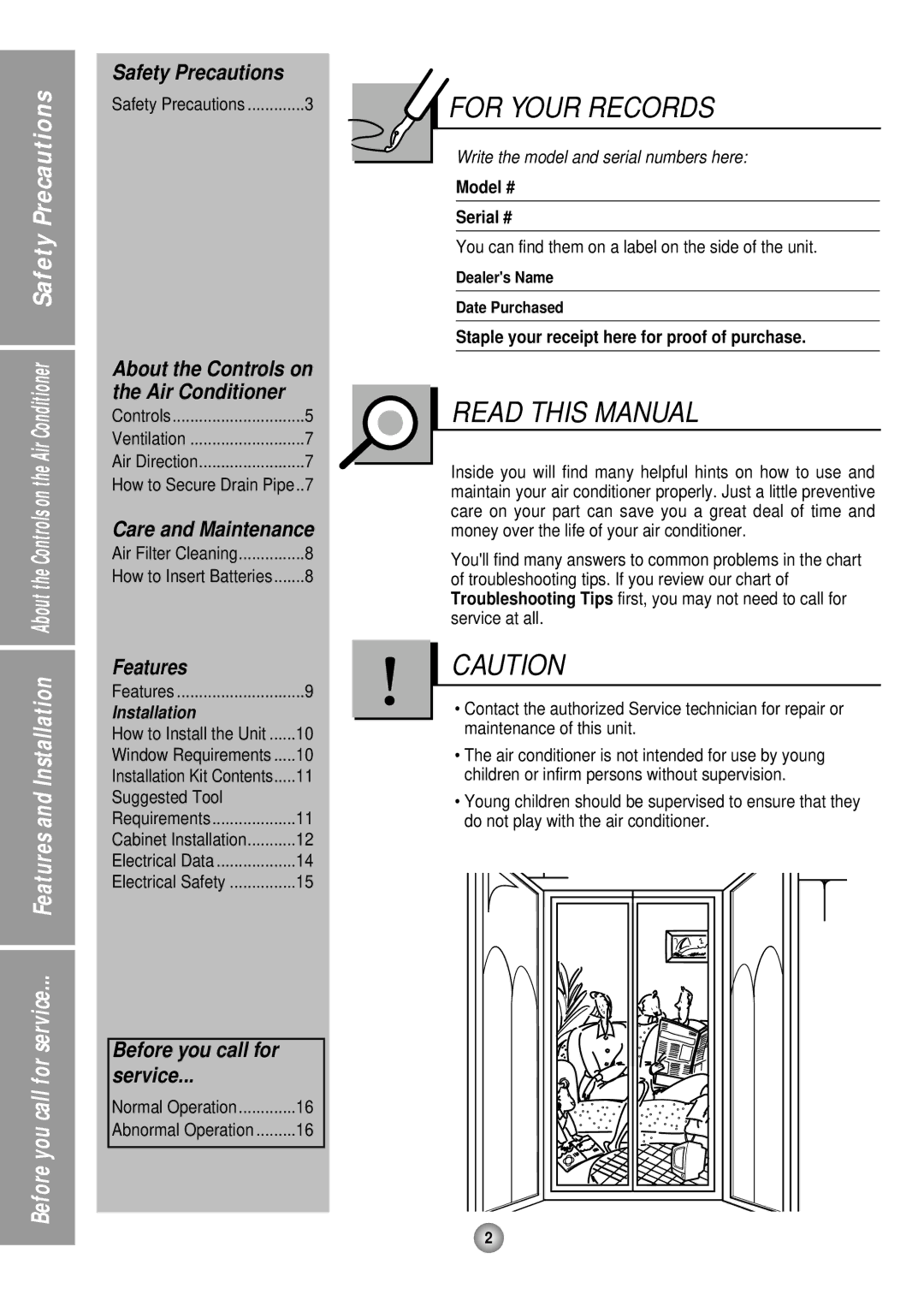 Panasonic CW-XC100HU, CW-XC120HU manual For Your Records 